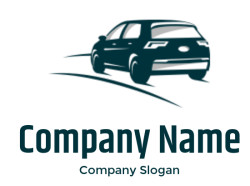 Stylized illustration of a car driving on a road.