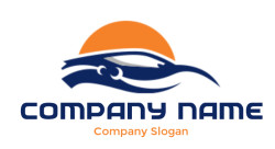 Stylized logo of a blue ocean wave with an orange sun.