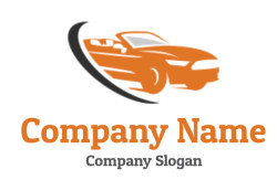 Stylized orange sports car logo design