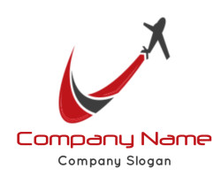 logistics logo airplane going up creating swoosh