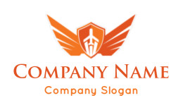 make a logistics logo airplane in shield wings