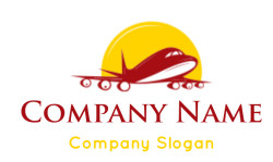 design a travel logo airplane in front of sun
