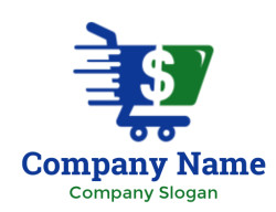 make an investment logo dollar sign in trolley/ grocery cart