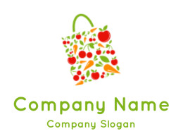 make a food logo fruits and vegetable shopping bag