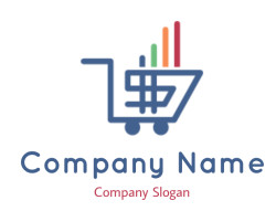 Illustration of a shopping cart with a growth bar graph inside, symbolizing business growth and analytics.