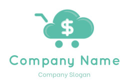 online shop logo dollar sign in cloud-shaped cart