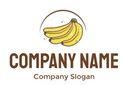 food logo icon bananas bunch glowing