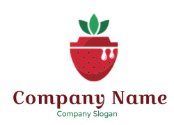 restaurant logo strawberry and leaves dripping