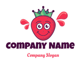 food logo online cute strawberry with crown