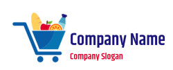 grocery store logo shopping trolley with items