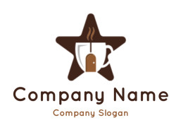 Logo featuring a brown star with a shield and steaming coffee cup in the center.