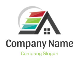 Icon depicting a house with a color-coded energy efficiency rating arrow.