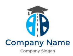 Logo featuring a graduation cap and a road symbolizing education and career pathways.