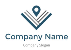 Minimalist icon of a map pin overlaid on folded paper.