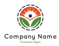 agriculture logo sunrise over leaves in circle