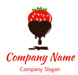 food logo maker strawberry with drippy splash heart