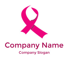 Pink ribbon symbol representing breast cancer awareness.