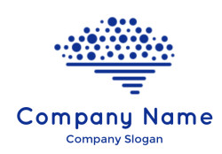 Abstract blue cloud logo with geometric circles.