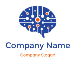 make a research logo tech line with dots inside brain - logodesign.net