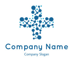 medical logo template cross made of molecular bonds