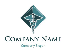 medical logo template caduceus in rhombus - logodesign.net