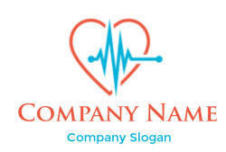 medical logo template ECG graph forming heart - logodesign.net