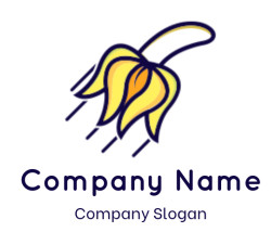 Illustration of a yellow flower with a blue outline appearing to fall.