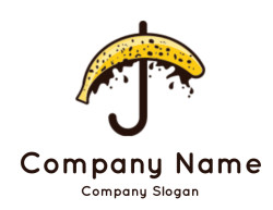 food logo banana forming umbrella with chocolate