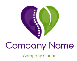 medical logo leaf and spine forming heart