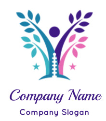 Colorful abstract logo resembling a tree of life with stars.