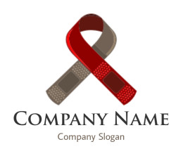 HIV/AIDS awareness red ribbon combined with a bandage symbol.