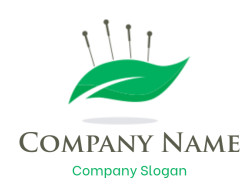 logo icon of acupuncture needles and leaf