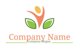 Logo depicting a stylized human figure with green leaves, representing holistic wellness.