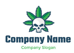 medical logo skull with cannabis leaf