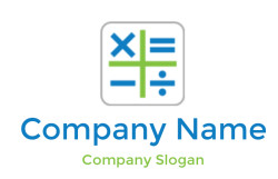 Icon with mathematical symbols inside a white square grid.