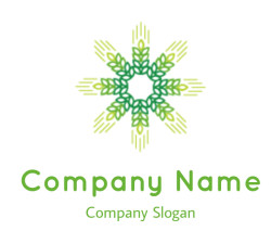 Symmetrical geometric pattern in green and yellow hues.