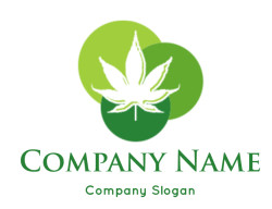 Cannabis leaf symbol with overlapping green circles design.