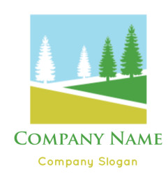 landscape logo pine trees inside a square box