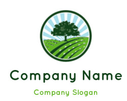 agriculture logo illustration tree on farm field