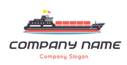 transportation illustration container ship sun