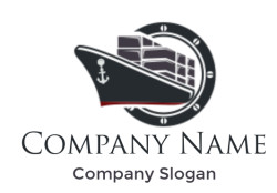 logistics logo ship anchor come out of porthole