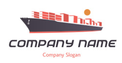 logistics logo illustration loaded ship and sun