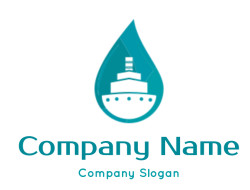 transportation logo template container ship in water drop