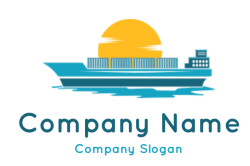 logistics logo image loaded cargo ship and sun - logodesign.net