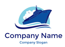 create a transportation logo sailing Sailboat or ship over swoosh waves with clouds