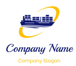 logistics logo online container ship with swoosh - logodesign.net