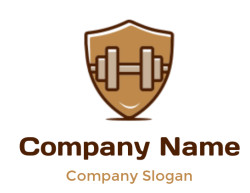 fitness logo icon line art dumbbell merged with shield