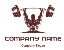 fitness logo maker muscular man holding dumbbell