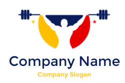 design a fitness logo negative space man lifting bar weight