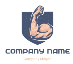 fitness logo template biceps posing in shield - logodesign.net